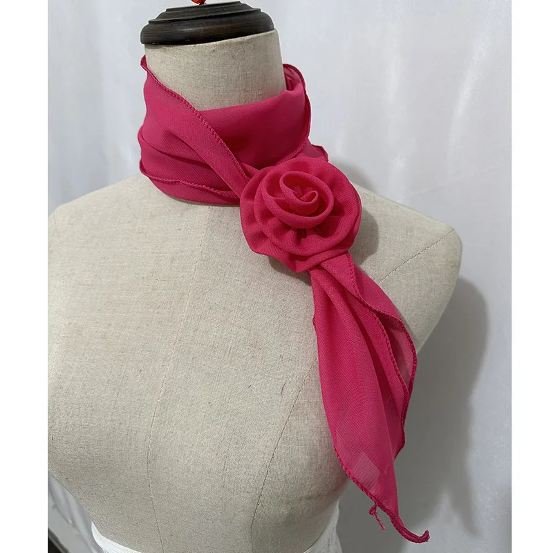 26 farben Dekorative Kopftuch Solide Rose Geknotet Schal Schal Schal Blume Sonnencreme Kopftuch Damen Büro Schal – Detail 26