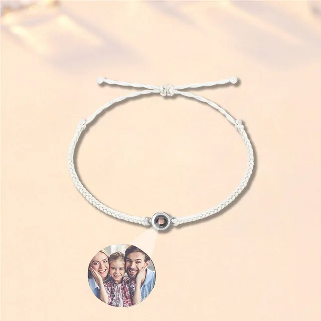 New braided bracelet Personalized Circle Photo Bracelet Custom Projection Necklace Personality Memorial Birthday Christmas Gift 1