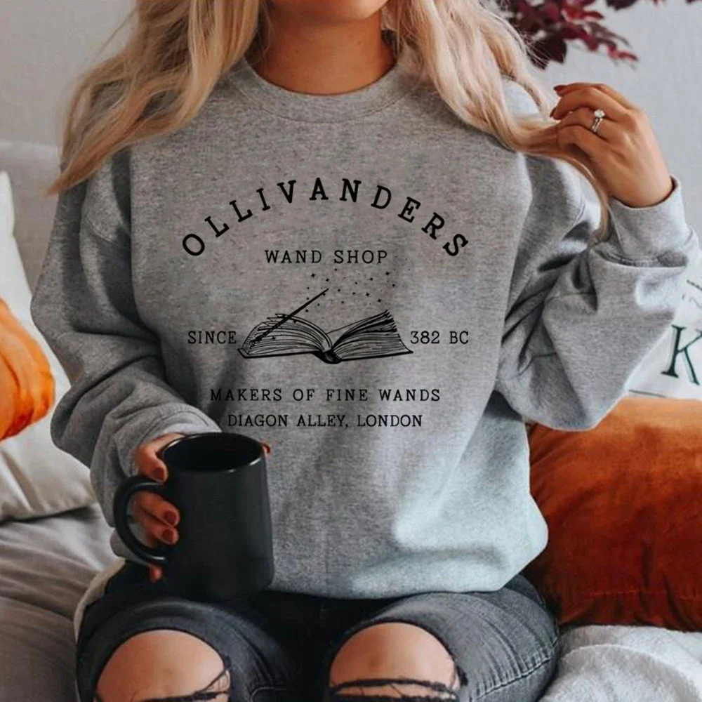 Wizard Book Shop Sweatshirt HP Sweater Magic Wizard Hoodies Women Long Sleeve Sweatshirts Book Nerd Pullover Fans Gift Hoodie 5