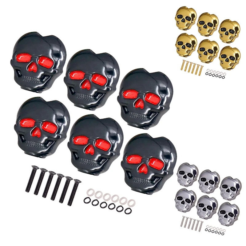 6pcs Tuning Peg Button,skull Shape Guitar Tuning Peg Tuners Machine Heads For Folk Electric