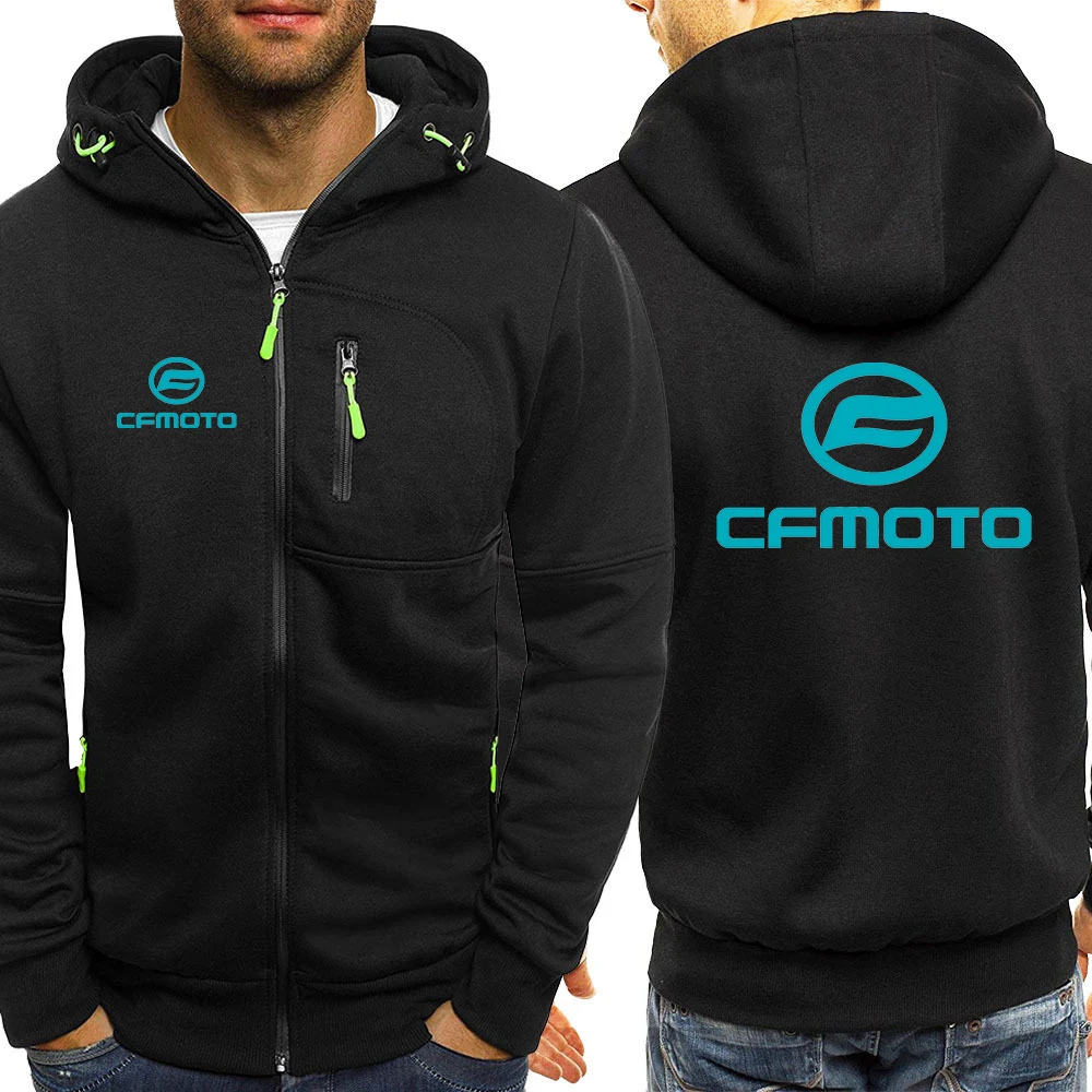 2023 New Spring Autumn Cfmoto Logo Printed Solid Color Cardigan Hooded Sweatshirt Men's Zipper Sports Simplicity Popular Hoodies