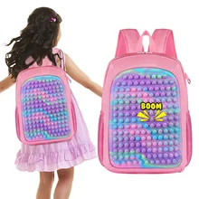 

Large Popper Backpack for Girls Boy Big Schoolbag Fidget Purse Sensory Silicone Toy Birthday Party Travel School Supplies Pink