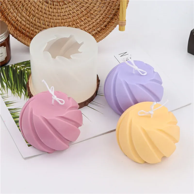 

New Threaded Ball Silicone Candle Mold Ins Twist Pineapple Shape Mould Aromatherapy Soap Resin Gypsum Ice Cube Molds Party Gifts