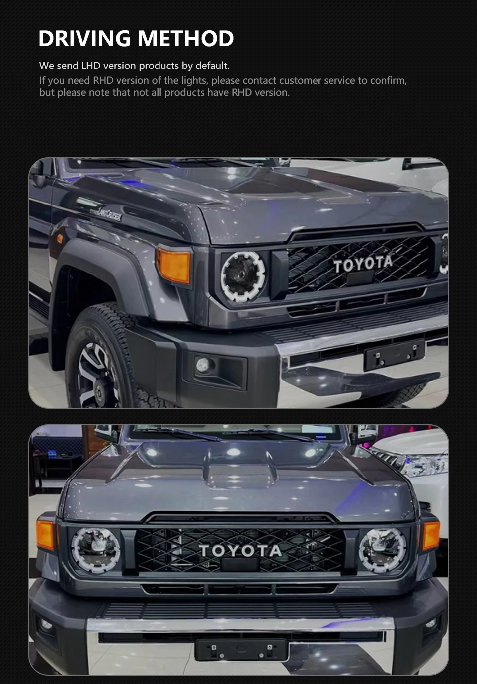 مصباح أمامي لتويوتا لاند كروزر LC76 ، إشارة انعطاف DRL ،