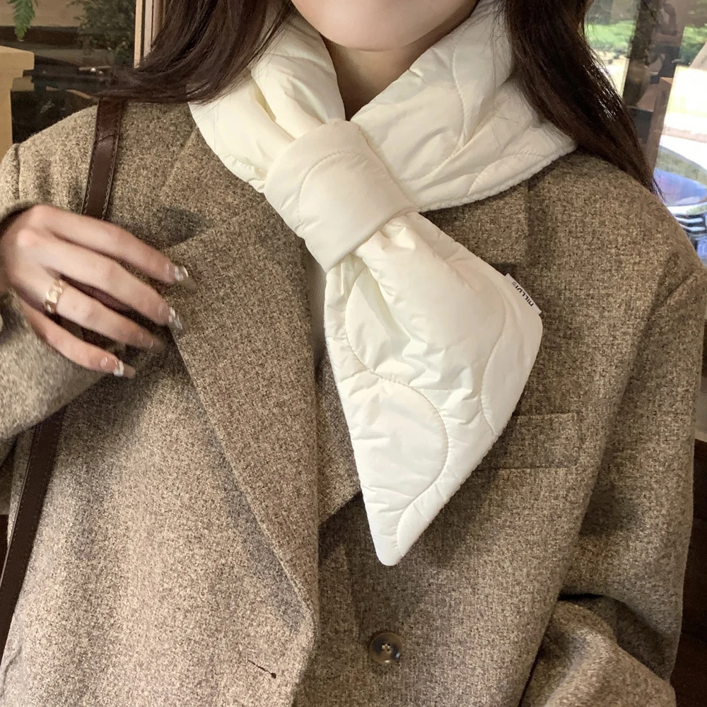 

Winter Cross Neck Scarf Thickened Neck Warmer Ring Snood Scarves Small Shawl Double-sided Cotton Filled Neckerchief Velvet DIY