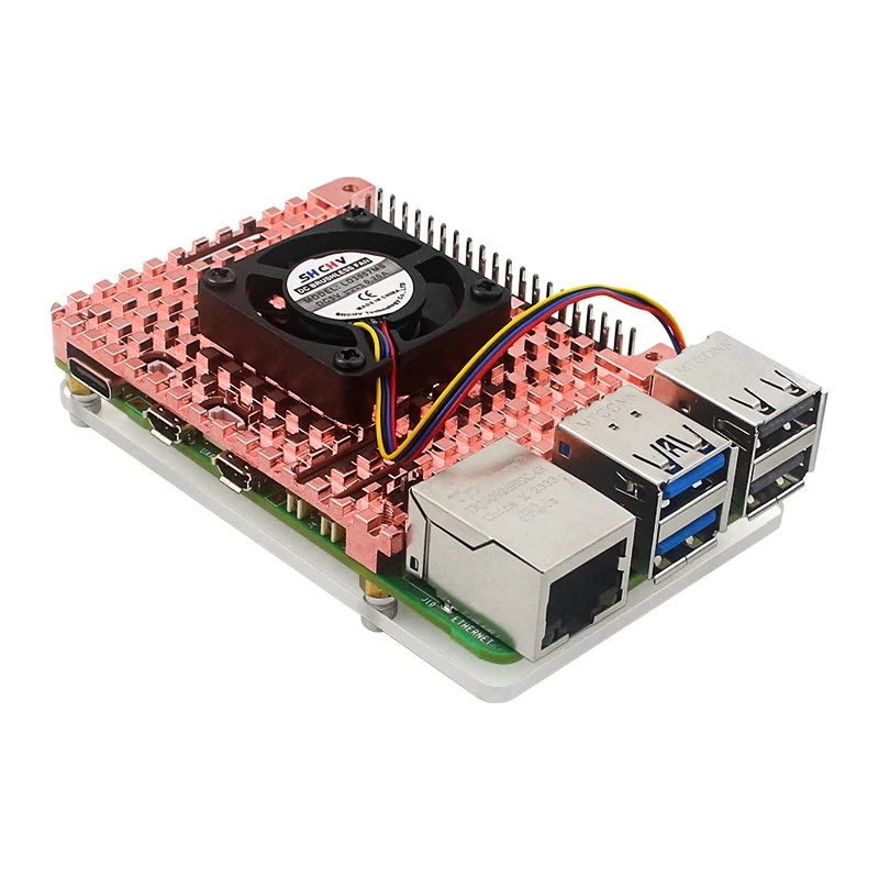 Raspberry Pi 5 Pure Copper Heatsink Metal Cooling Case Optional Fan Passive Acti