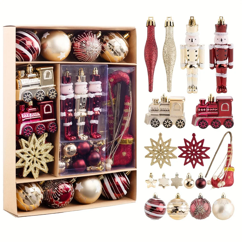 50Pcs Christmas Ball Ornaments Set Decorative Christmas Tree Decorations Christmas Tree Hanging Decors for Wedding Birthdays