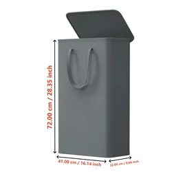 Large Capacity 65L Covered Laundry Basket with Space - Saving Design and Portability (Grey)