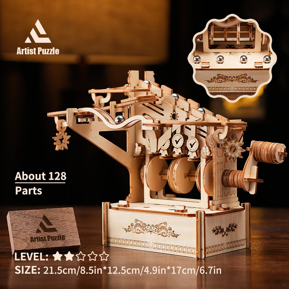 Wooden Puzzle Adult 3D Teens Model Kit Education Toys Wood Marble Run Building Block Kit