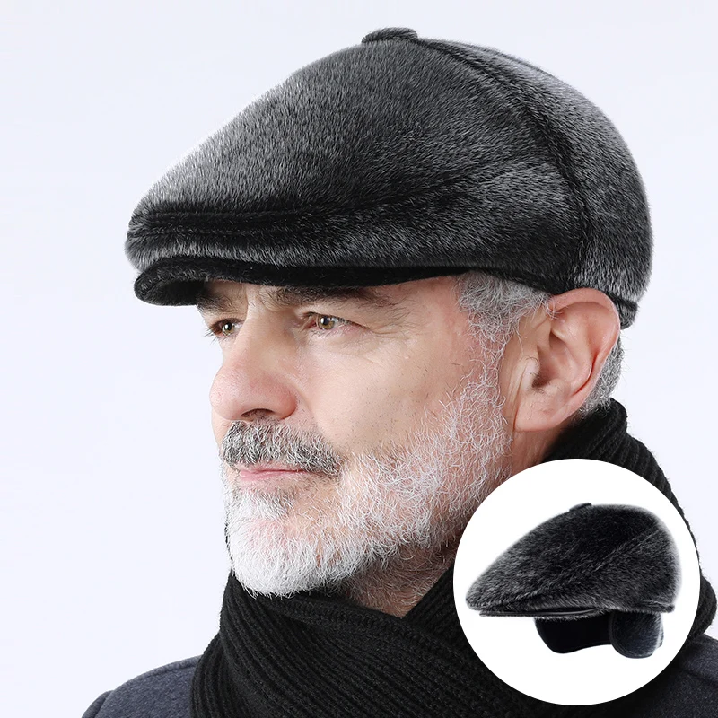 Winter Faux Fur Newsboy Hat With 