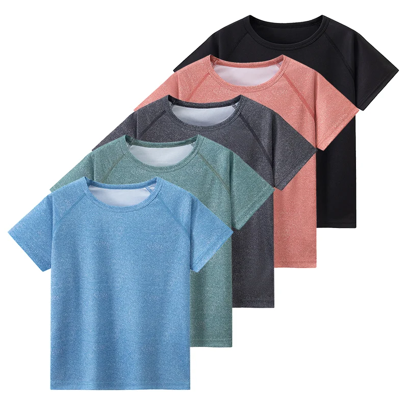 1/4/5 Piece Set For Children To Teenagers Multi Size Casual Sports Short Sleeved 120-170 Comfortable T-shirt For Boys And Girls 1