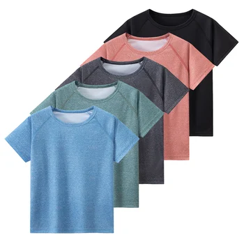 1/4/5 Piece Set For Children To Teenagers Multi Size Casual Sports Short Sleeved 120-170 Comfortable T-shirt For Boys And Girls 1