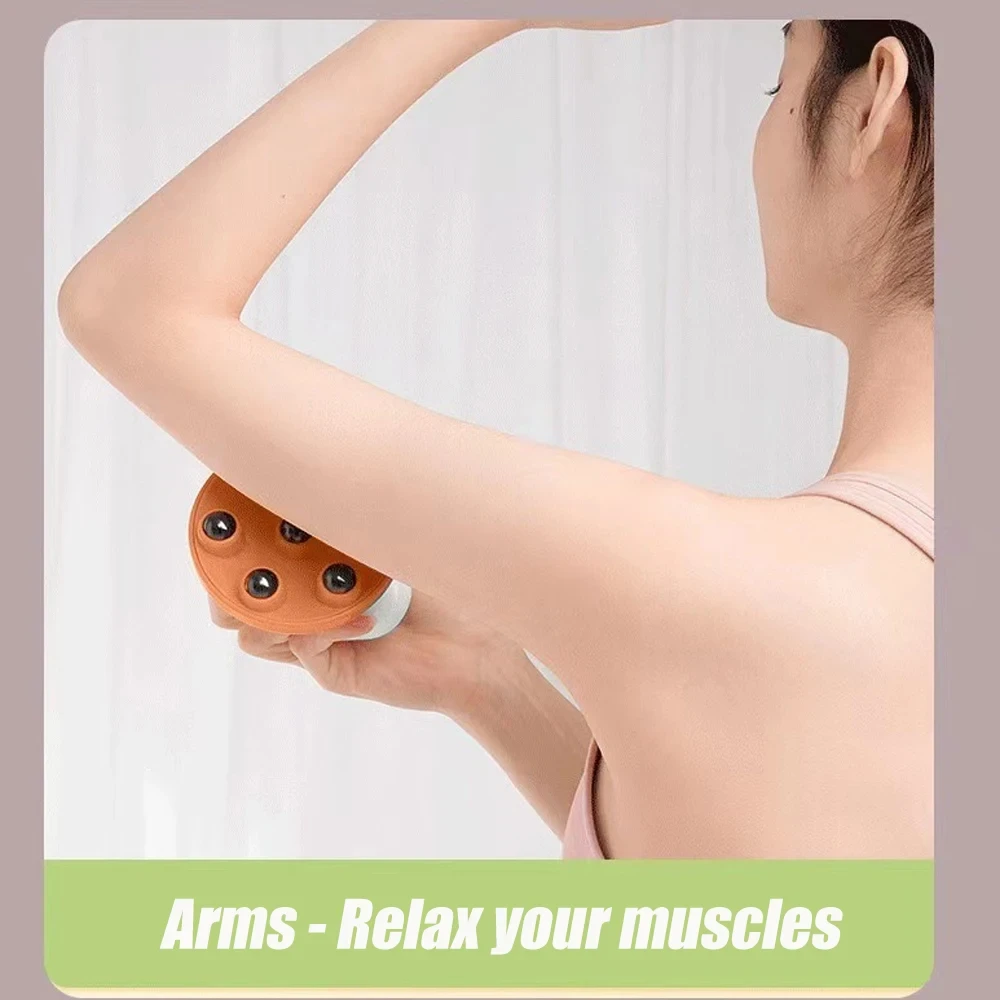 7 Bead Ball Hand Held Massager 360-degree Metal Roller Face Lifting Roller Massager Magnetic Beads Muscle Pain Relief Massage