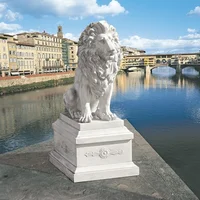Fast Shipping.Lion of Florence Sentinel Statue, Handcast Polyresin, Antique Stone Finish, 13 Inches Wide, 21 Inches Deep，home. 2