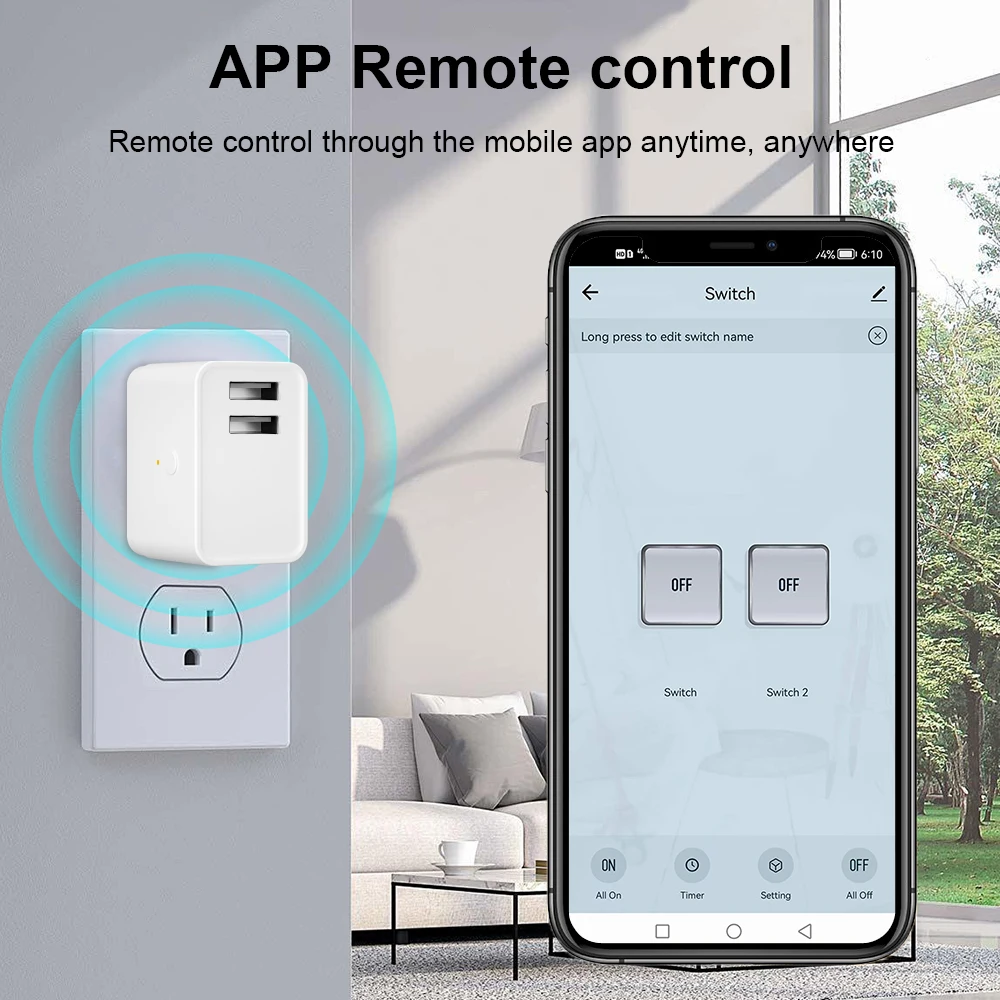 Tuya Smart Dual USB Adapter Plug WiFi/Zigbee Version 2Gang Timing Adptor Smartlife APP Control Works With Alexa Google Home power plug adapter power socket adapter conversion plug plug conversion socket wall charger adapter universal socket adapter phone charger plug