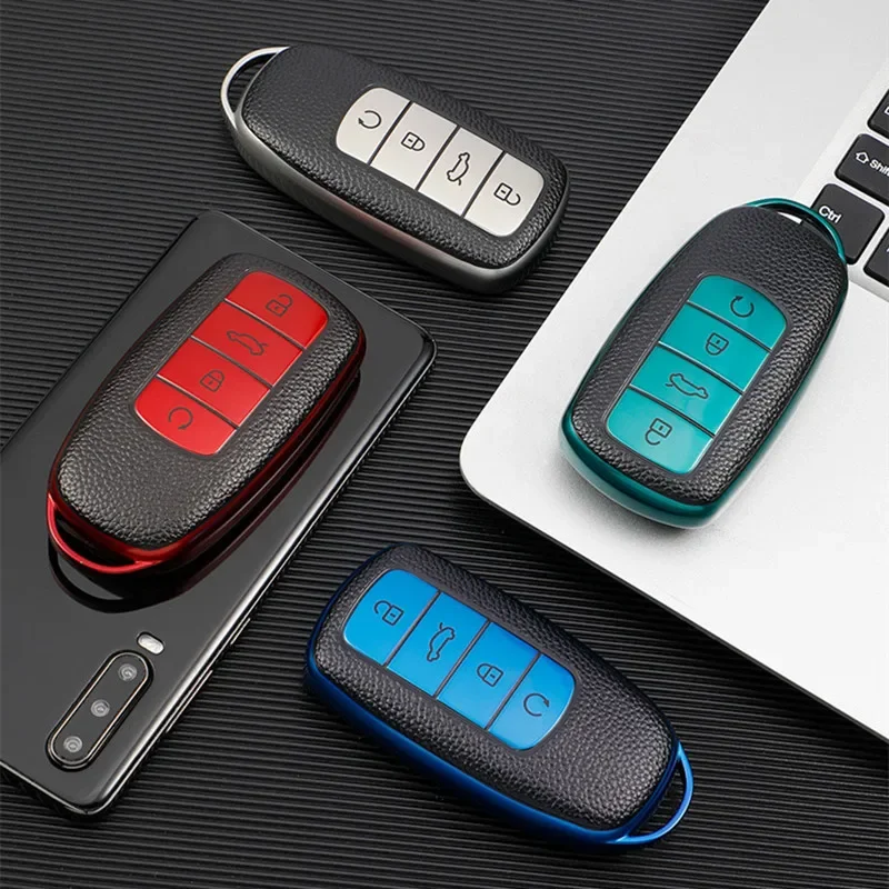 Car Key Case Cover For Chery Tiggo 8 Pro Tiggo 8plus 5 Plus 7pro Soft TPU Leather Car Smart Key Case Cover Shell Bag Keychain Protector key case cover key case car key shell