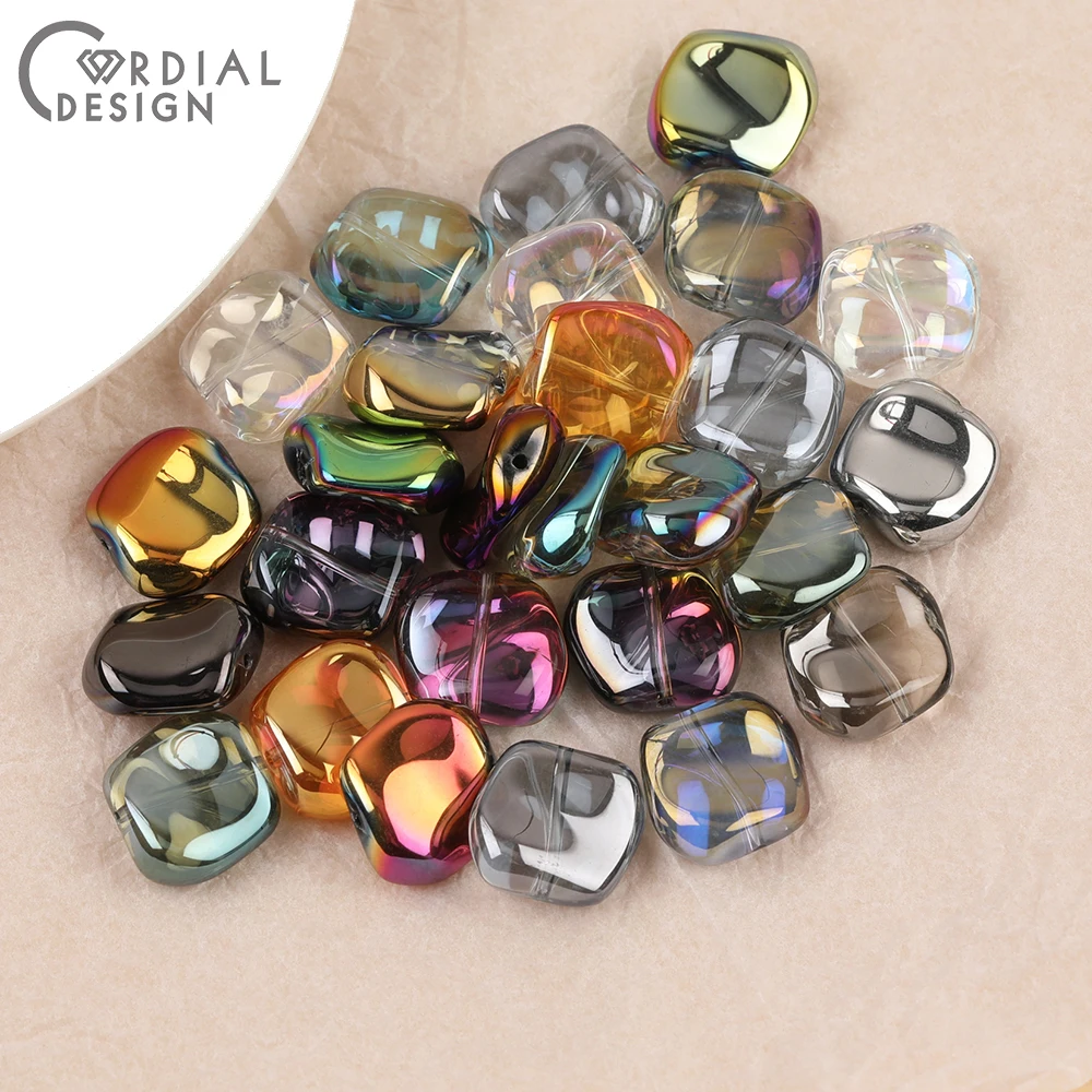 Cordial Design 17*18MM 100pcs Hand Made/DIY Glass Bead/Aurora Effect/Irregular Shape/Jewelry Findings & Components/Beads Making - cordial