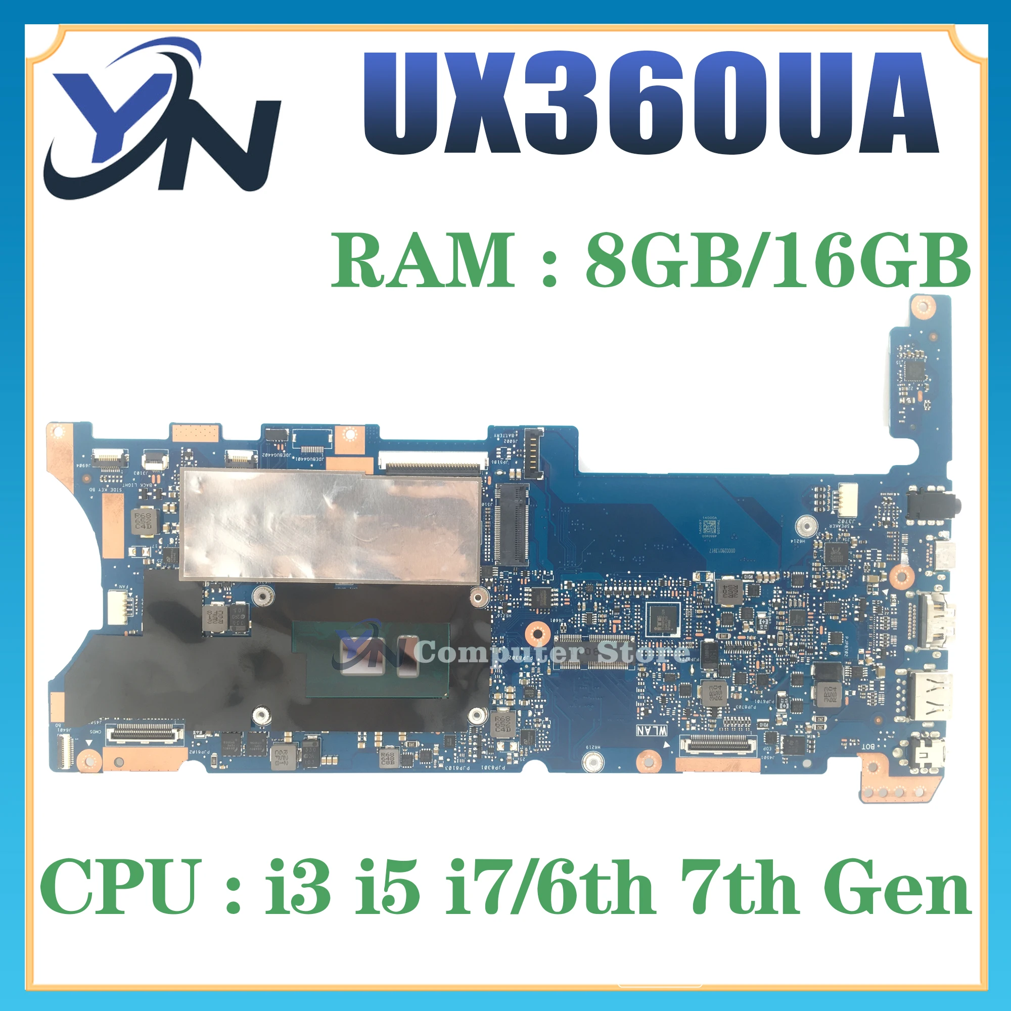 

UX360UA Mainboard For ASUS ZenBook Flip UX360UAK UX360U UX360 TP360UA Laptop Motherboard I3 I5 I7 6th/7th Gen 8GB/16GB-RAM