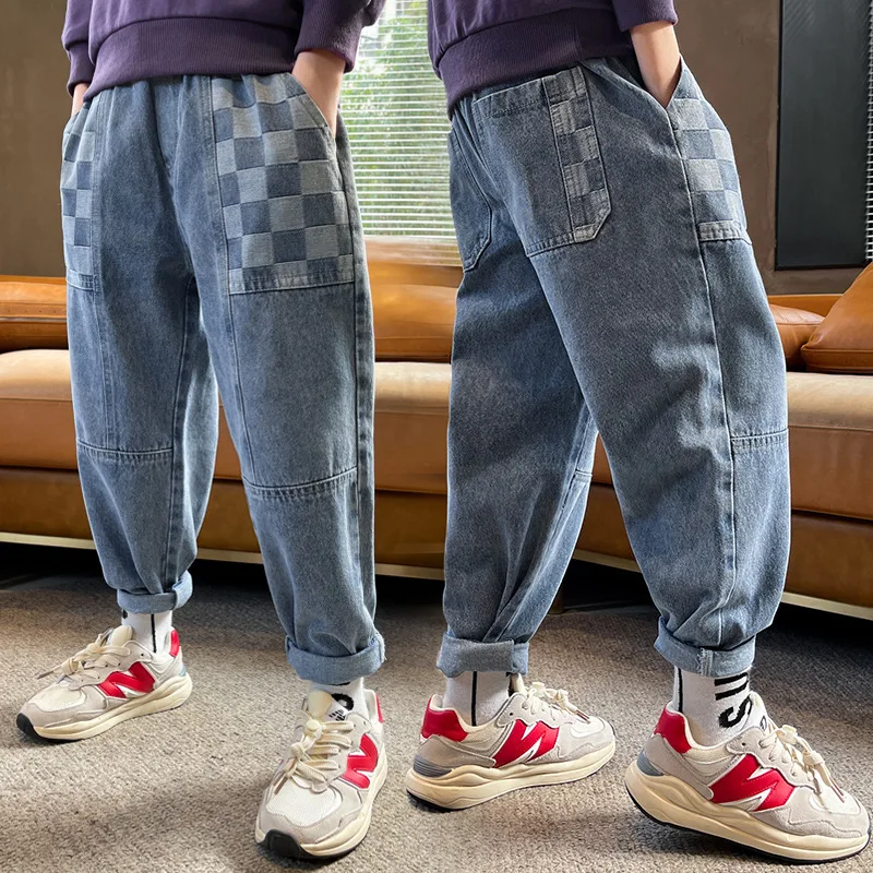 

New Denim Pencil Pants for Kids Boys Autumn High Quality Children Casual　Denim Trousers Teen Boys 5-14Years