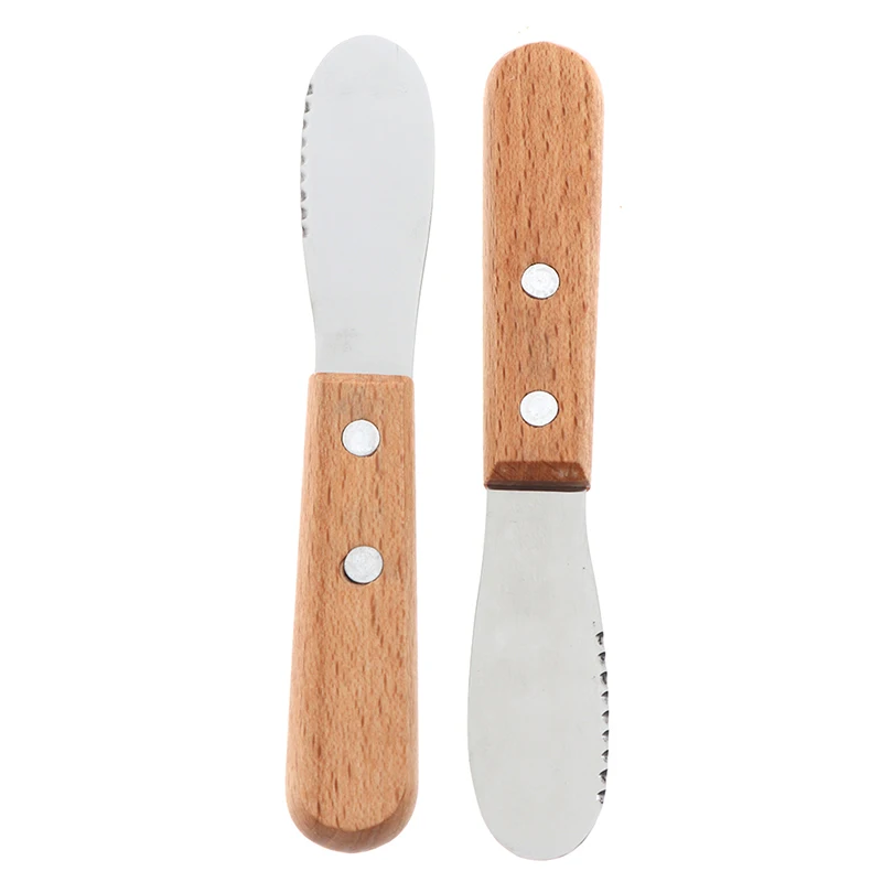 Stainless Steel Cheese Butter Spatula 1pcs Mini Small Wooden Handle Sandwich Jam Slicer Knife Cutter Spatula Kitchen Gadget butter knife cheese knife