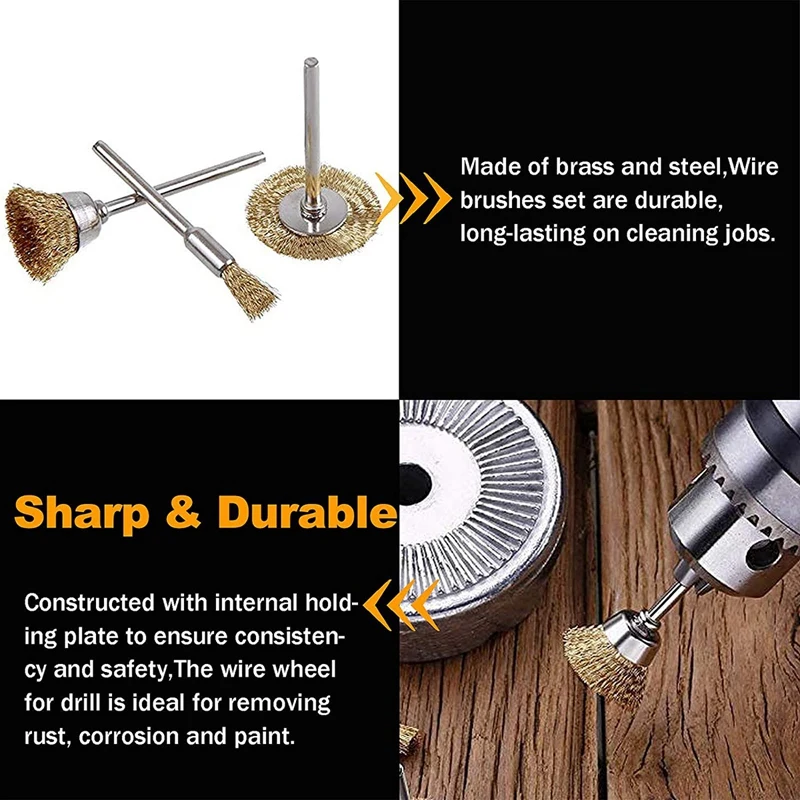 황동 와이어 휠 펜 브러시 세트, 녹 제거 스트리핑 연마용, 90 개