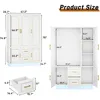 75” Tall 3 Doors Armoire Wardrobe Closet with 2 Drawers and LED Lights, Modern Closet Wardrobe Cabinet with Shelves and Hanging 2