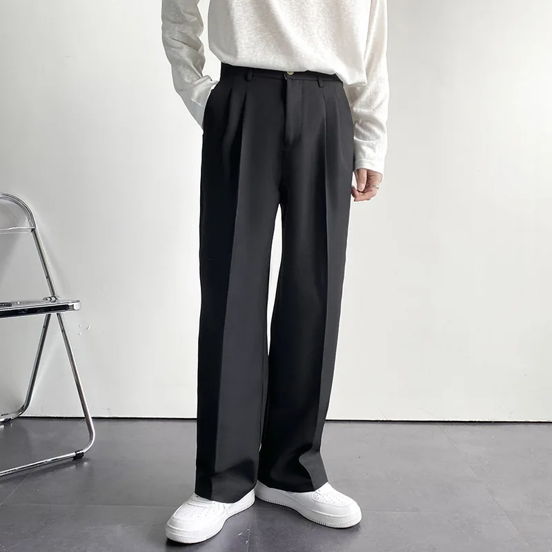 Men's Luxury Draped Baggy Suit Pants Casual Button-down Solid Color Straight Premium Elegant Dress Pants 2024 New 3