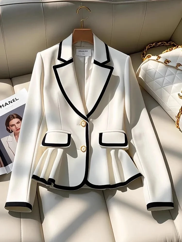 Hot Selling Socialite Retro Hepburn Style Suit Jacket Women's Design Sense High-End Western-Style Fashion Waist Cinching Blazer