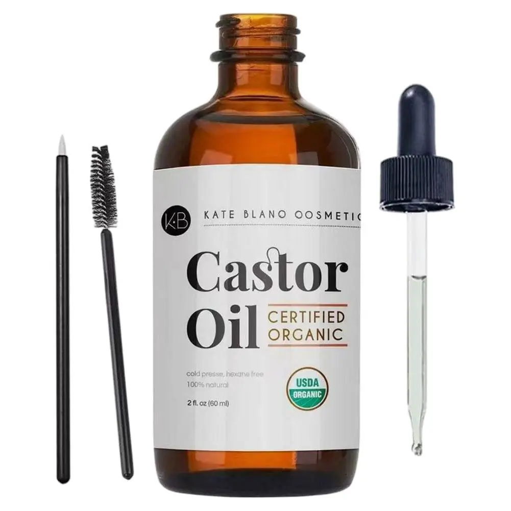 USDA CERTIFIED ОРГАНІЧНА касторова олія KATE BLANC КОСМЕТИКА Вії Брови Олія для догляду за ростом волосся Бренд Живить Відновлення Догляд за волоссям