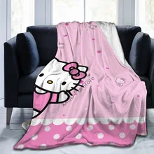 

Cute Hellos Kitties Throw Blanket Fuzzy Warm Throws for Winter Bedding 3D Printing Soft Micro Fleece Blanket -1
