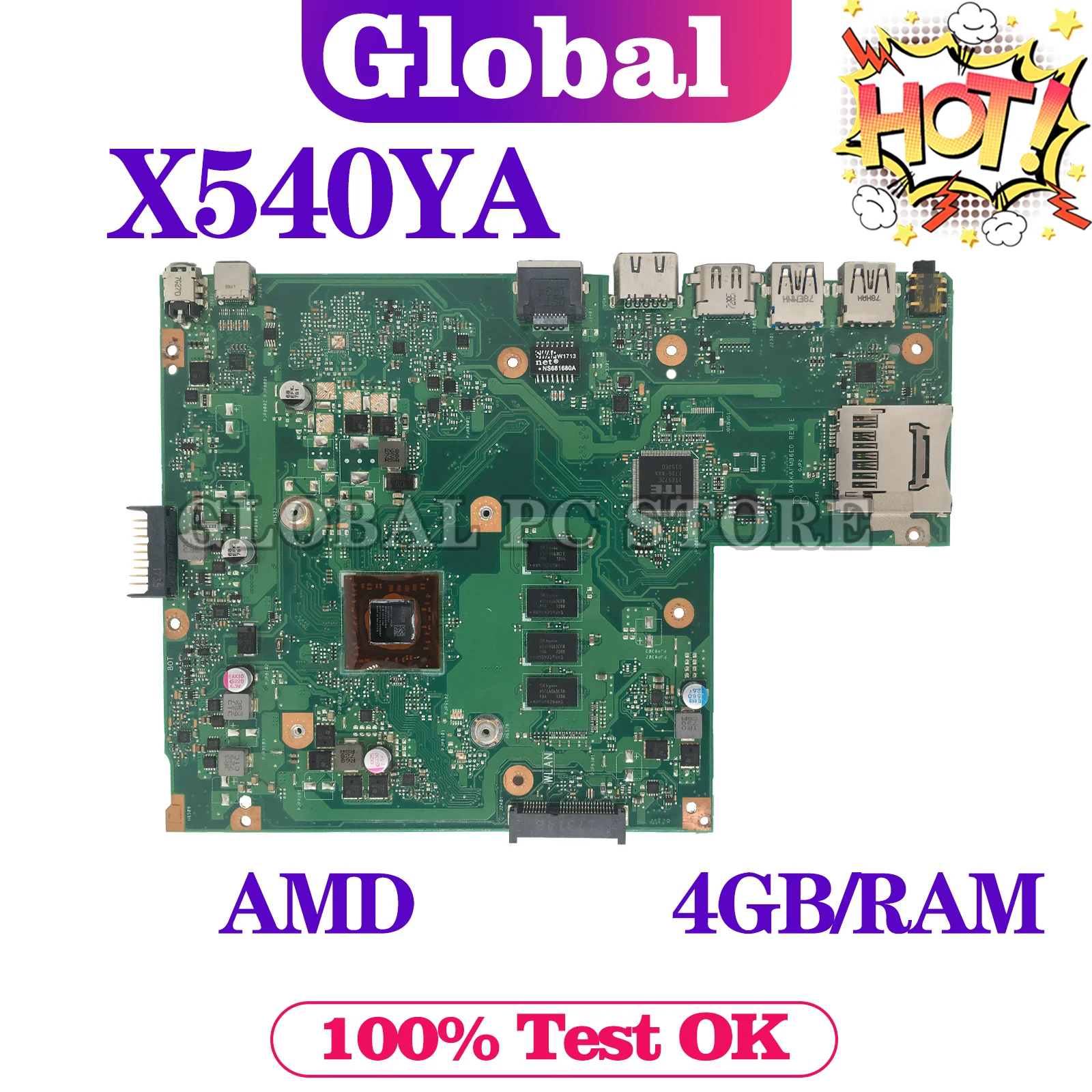 

KEFU X540YA Mainboard For ASUS Vivobook X540Y R540YA F540YA A540YA D540YA Laptop Motherboard AMD CPU 2GB/4GB/RAM MAIN BOARD