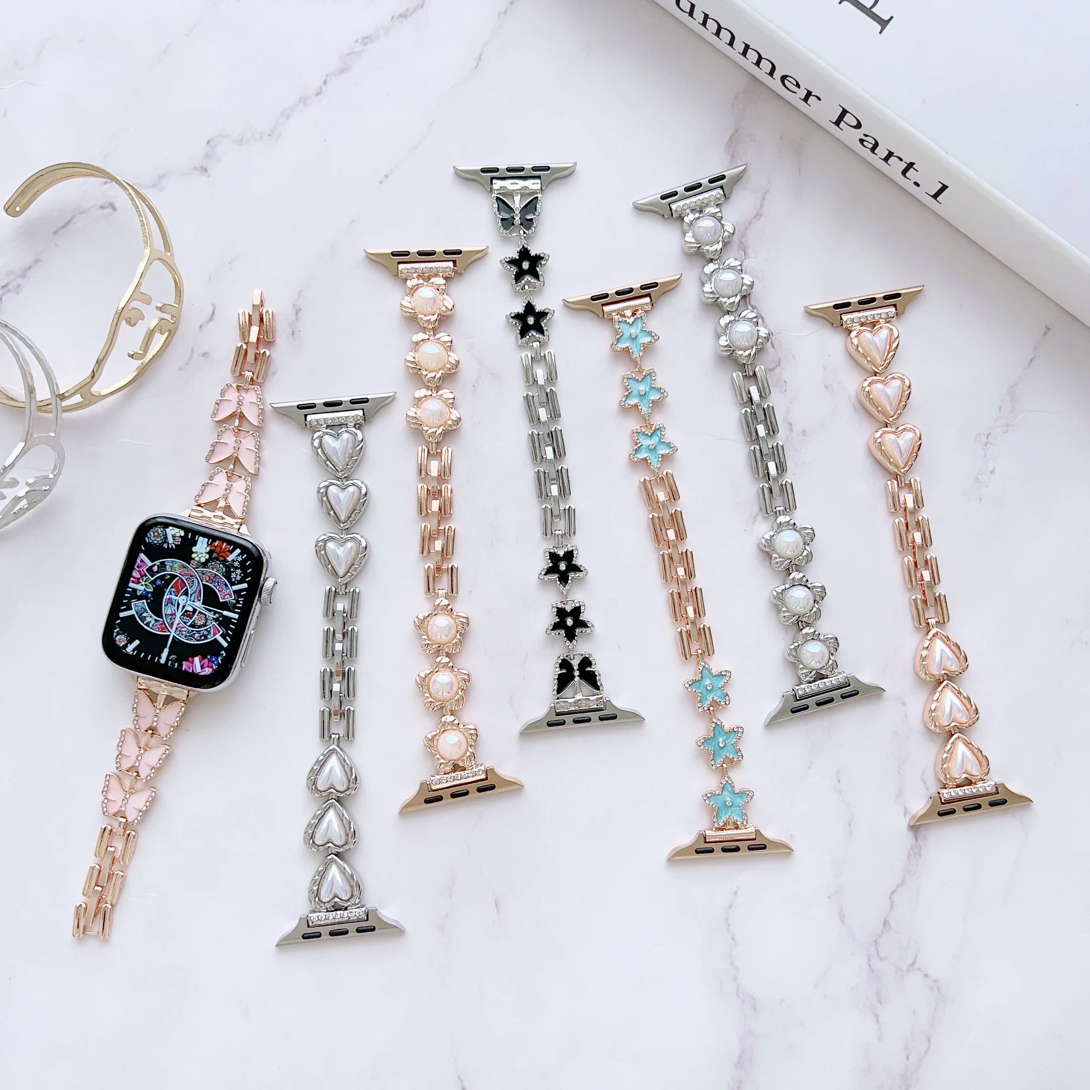 

Metal jewelry wrist strap for Apple watch Ultra 49mm 8 7 45mm 41mm Women's bracelet band for iwatch 6 5 4 3 2 SE 44mm 42mm 40mm