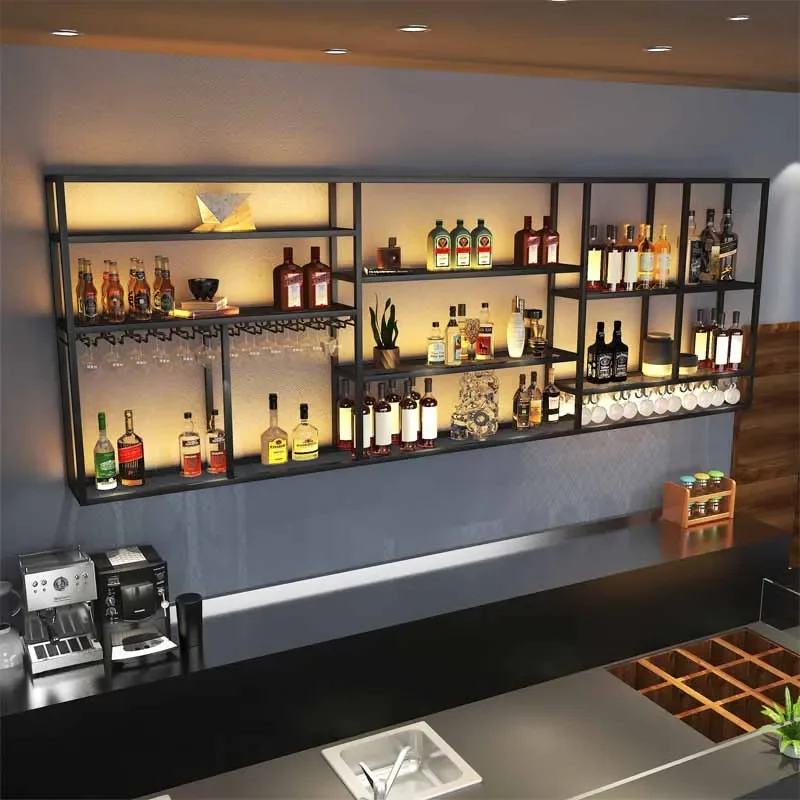 Modern Unique Wine Cabinets Commercial Wall Mounted Metal Retail Bar Cabinet Cellar Display Armario Para Vinos Home Decoration