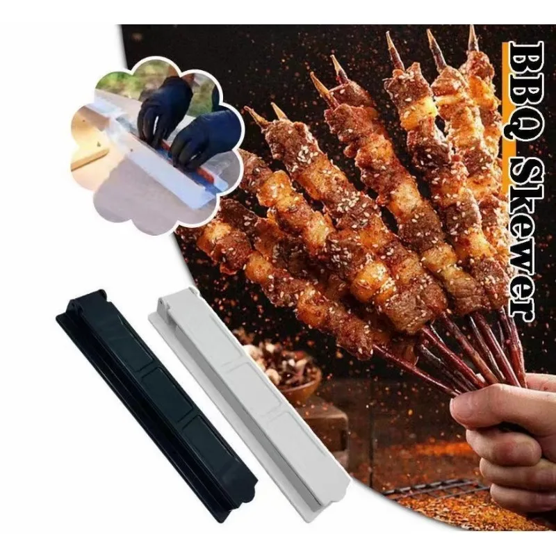 Kebab Maker Barbecue Skewers Bbq Grilling Accessories Single Row Kebab Maker Bbq Meat Skewer Machine Kebab Press Maker Reusable Plastic Bbq Skewer Preparation BBQ Tool