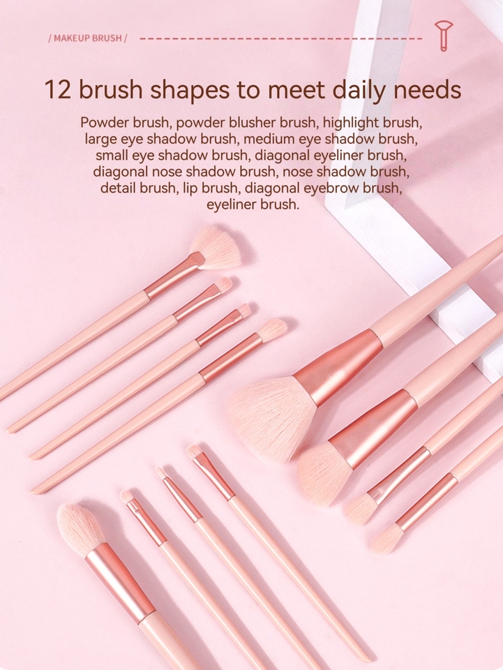 High-End 12-Piece Makeup Brush Set, Eye Shadow Brush, Soft-Bristled Brush, Powder Brush, Contouring Brush, High-Gloss Brush