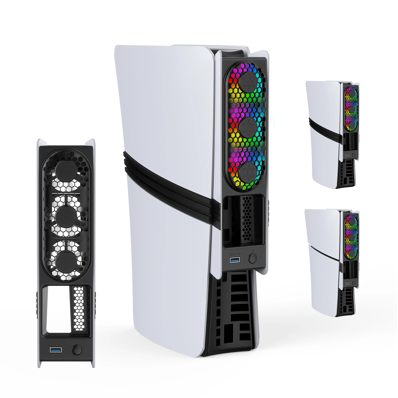 Cooling Fan STORM WYRM Cooling Fan JYS-P5228 for PS5 Pro/Slim 3 Speed Adjustable RGB Lighting Low Noise Easy Installation