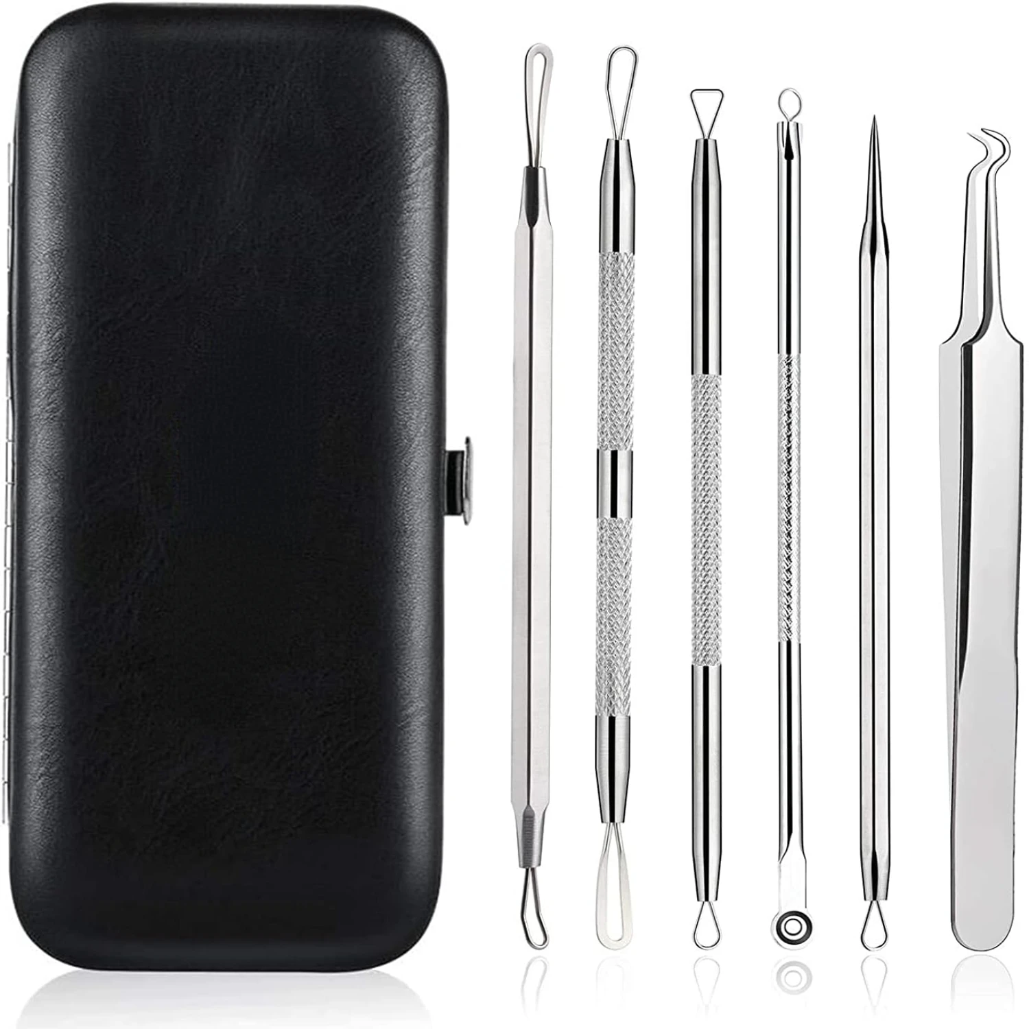 Premium 6-Piece Superior Blackhead Remover Kit for Clearer Skin-High-Quality Professional Tools in Stylish Leather Bag-Ultim