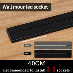 Adjustable Power Rail with USB - C Ports - High - End Home Appliance Power Solution, 8000W Capacity - 40CM - Wall mounted (BLACK)