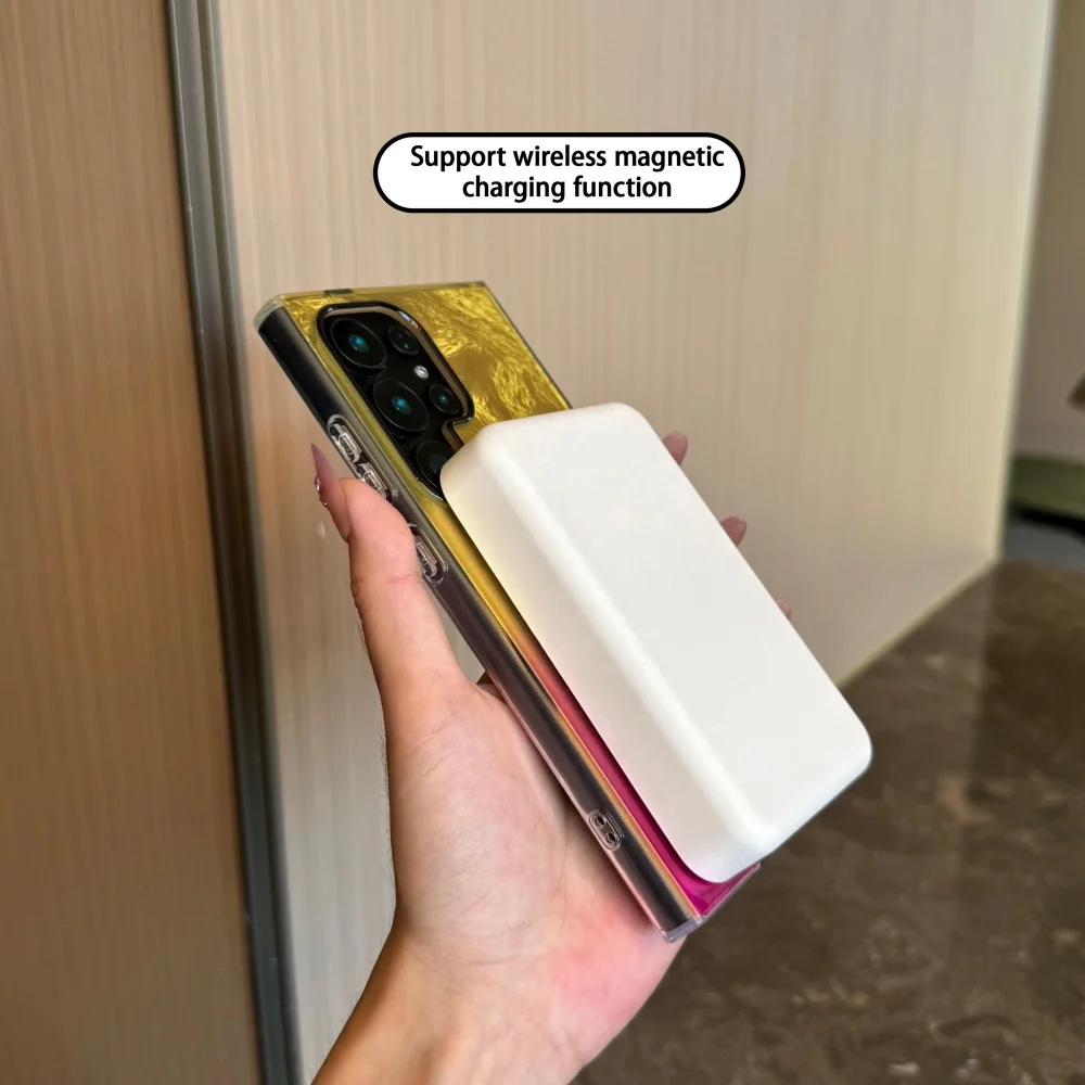 Gradient Colorful Glossy Glacier Texture Wireless Charging Cover