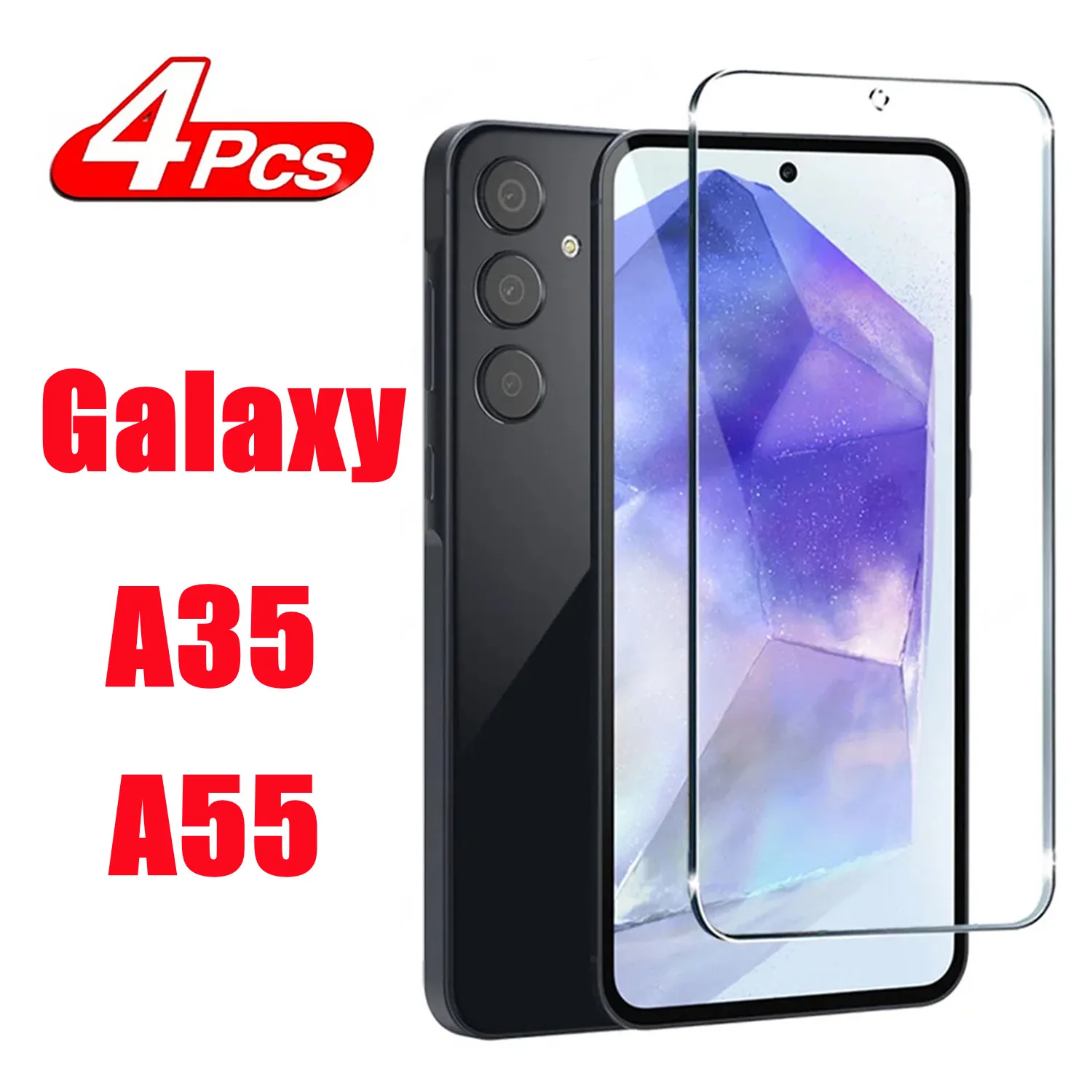 2/4 Pezzi Per Samsung Galaxy A35 A55 Vetro Temperato Per Galaxy A55 A35 Pellicola Proteggi Schermo In Vetro