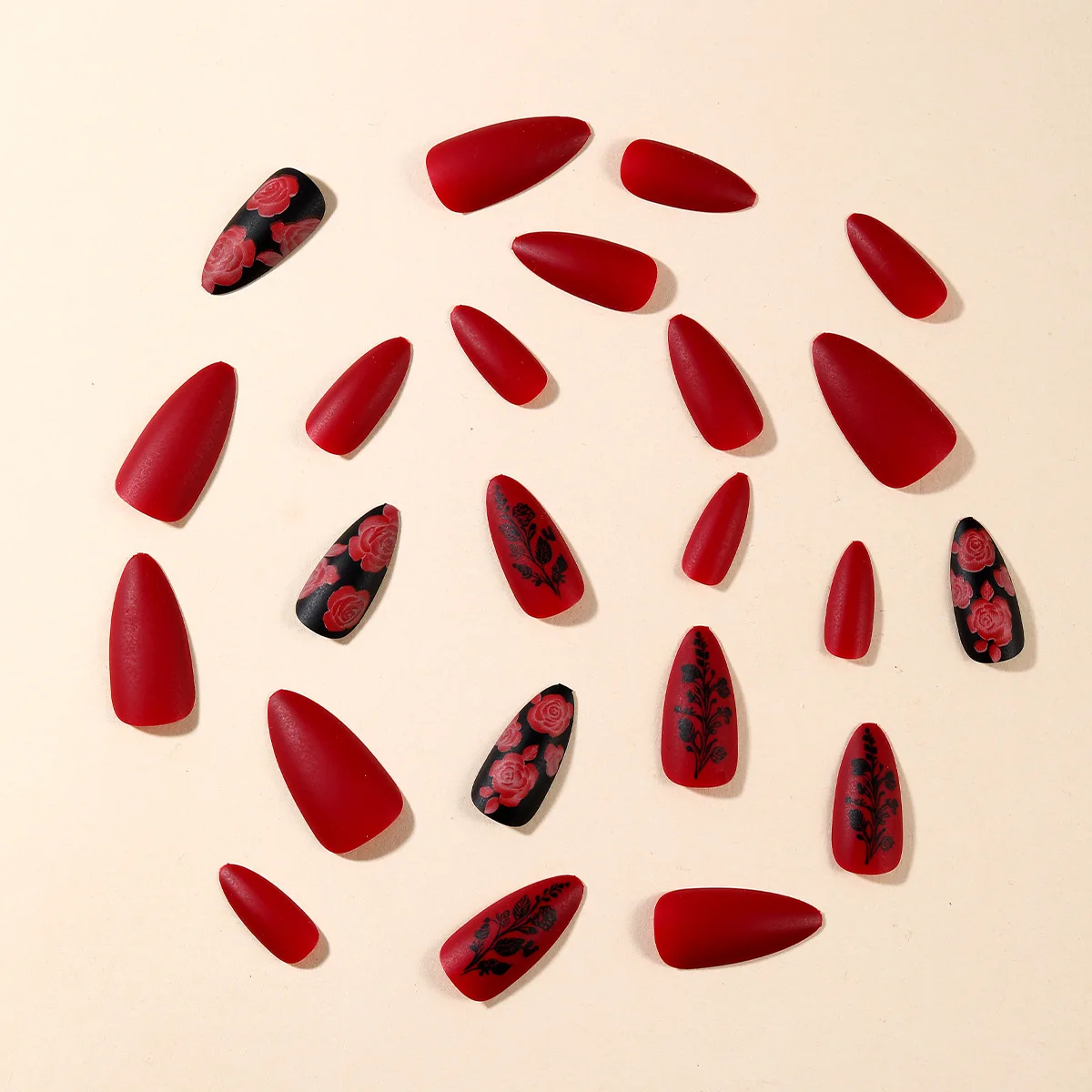 24 Pcs Matte Almond False Nails Set Image 3