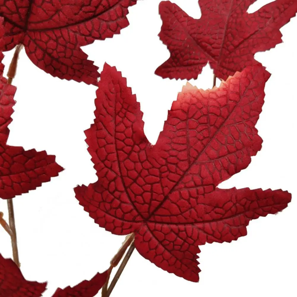 3 Forks 35*60cm Artificial Maple Leaf Non-fading Decor Fresh-keeping Autumn Harvest Halloween Imitation Maple Leaf Hotel Decor