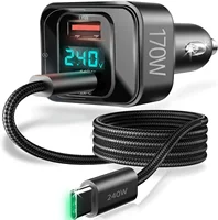 170W PD3.1 Car Charger, 140W + 30W Dual-Port Fast Charging Adapter with USB Cable, Smart Digital Voltage/Power 1