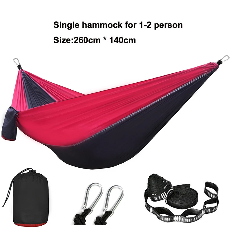 Solid Color Parachute Hammock with Hammock straps and upgrade carabiner Camping Survival travel Double Person outdoor furniture 