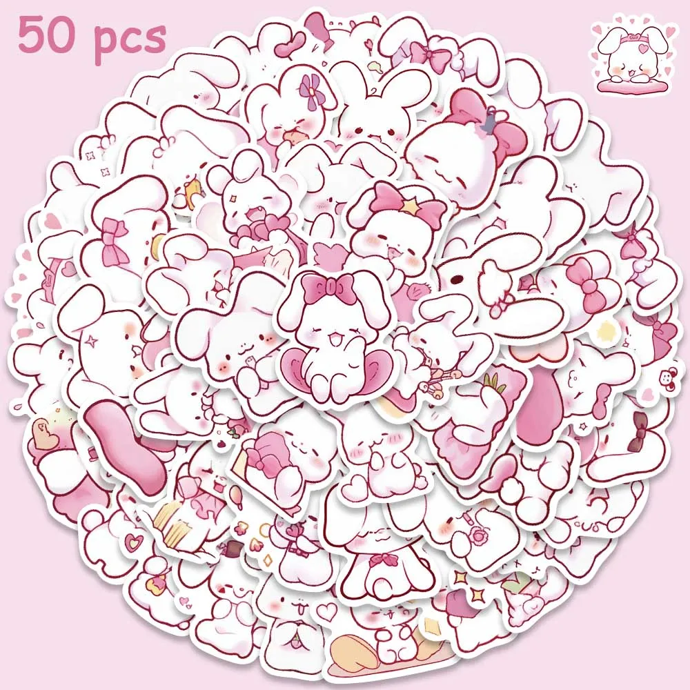 50pcs Pink Cute Rabbit Stickers Cartoon Girls Kawaii Decals For Kids Water Bottle Suitcase Skateboard Scrapbook Stickers фляга вело muc off pink ombra water bottle 550ml 310