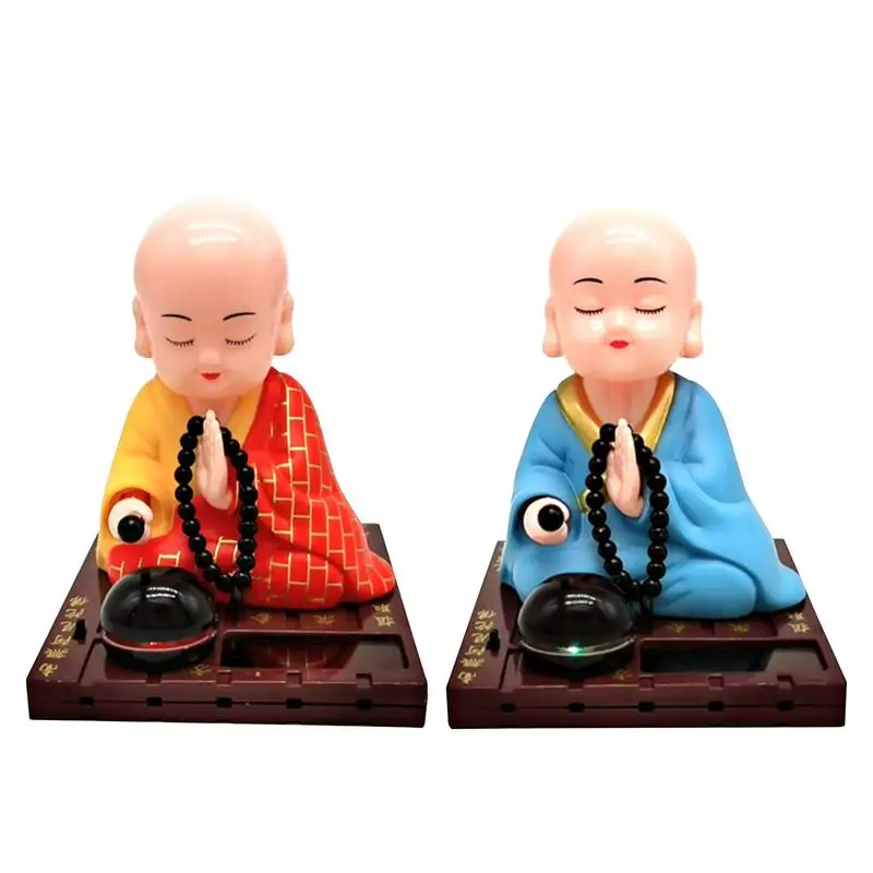 SolarPoweredShakingHeadBuddhaDancingBuddhistMonkFigurines