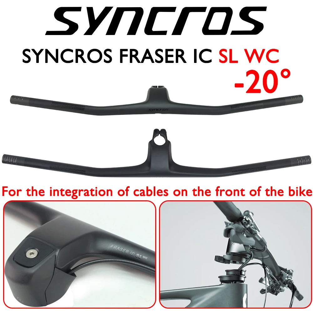 

-20° Syncros FRASER IC SL WC Full Carbon Fiber MTB Bike Integrated Handlebar With Stem 70/80/90/100mm*740mm Bicycle Accessories