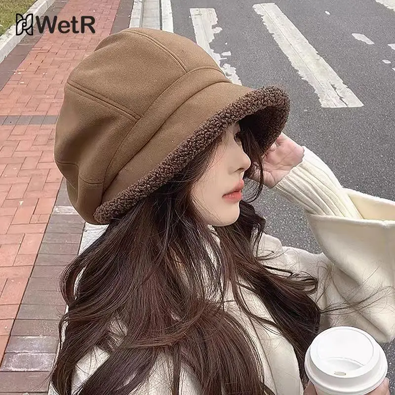 여성용 베레모 모자, 팔각형 모자, 레트로 단색 벨벳, 뉴스보이 캡, 여성 버킷햇, 신제품