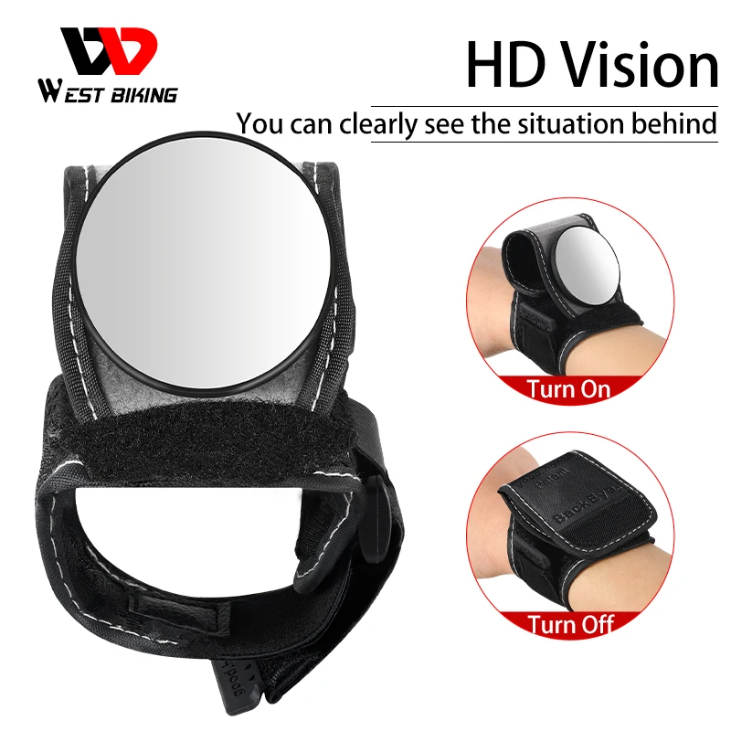 

WEST BIKING HD Bicycle Rearview Convex Mirror Arm Wrist Safety Rear View Cycling Accessories MTB Road Bike Portable Mirrors