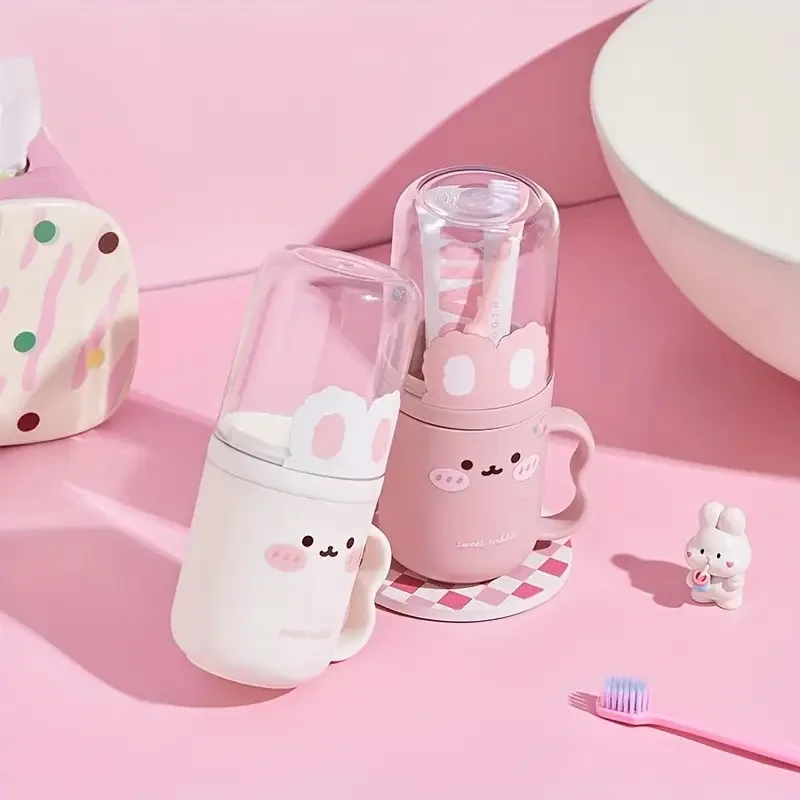 Cute Rabbit Travel Toothbrush And Toothpaste Storage Cup Case_voghion.com